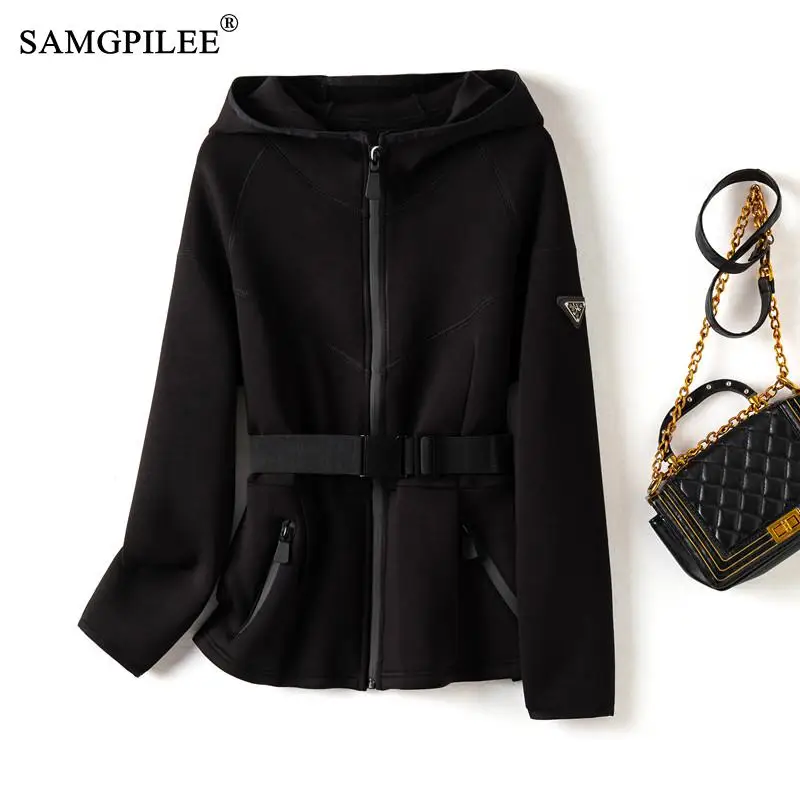 

European Jackets For Women 2022 Winter Zipper Cardigan Air Cotton Slim Hooded Black Women's Jacket Spring Autumn New Tops 4XL