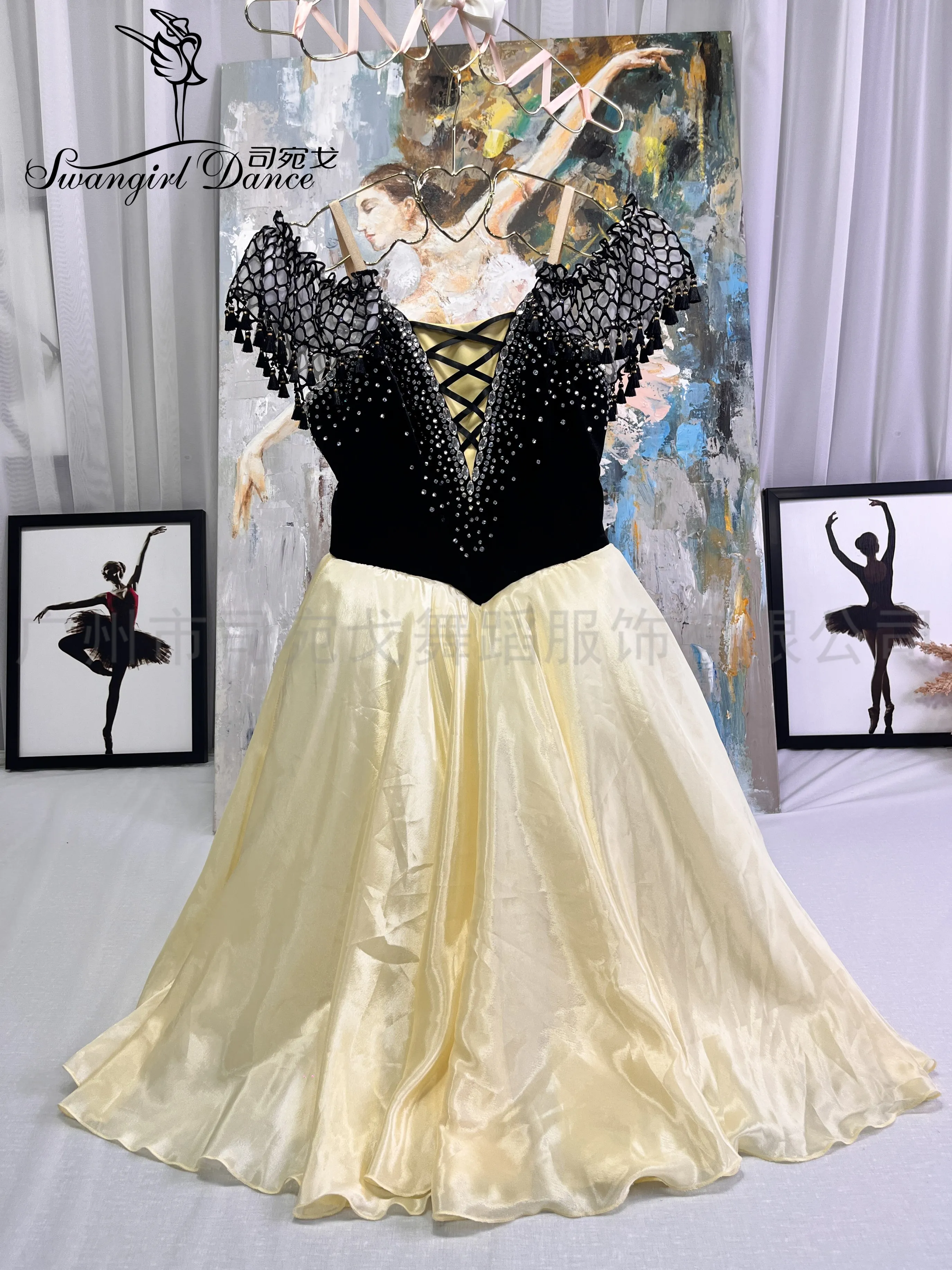New color Paquita variation AEDC competition long yarn skirt tailored girls' adult strap performance dress WG2522
