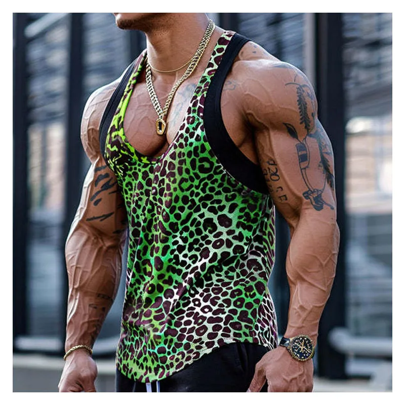 Gilet sportivo da strada con personalità T-shirt senza maniche da uomo T-shirt senza maniche casual allentata Gilet sportivo da uomo in rete Gilet