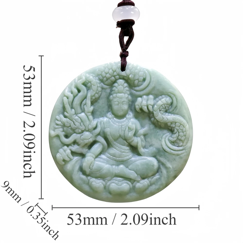 Natural Real Jade Bodhisattva Pendant Necklace Fashion Green Jewelry Luxury Accessories Chinese Carved Charm Talismans Gifts