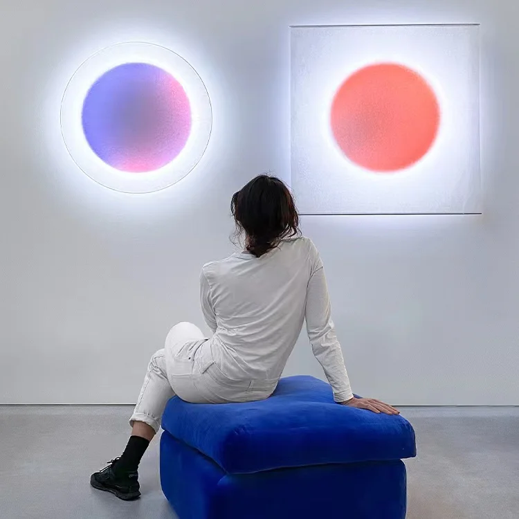 Wall lamp RGB color adjustable rice paper lampshade aisle ambient decorative lamp for entrance gallery