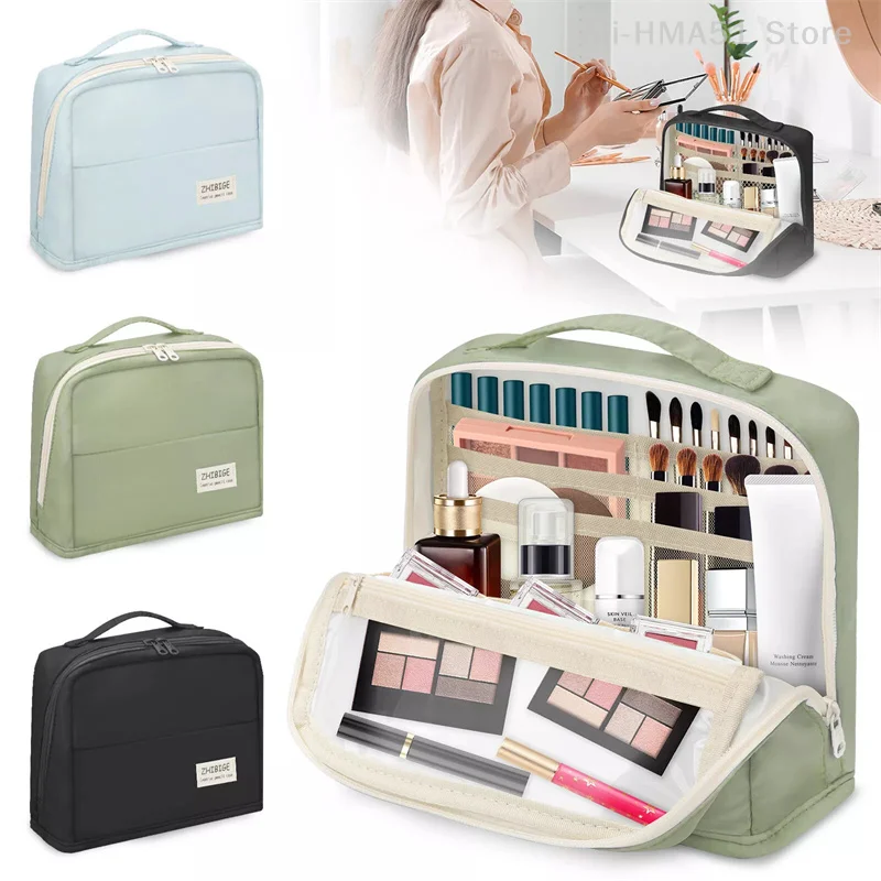 Solid Color Large Capacity Storage Bag Minimalist Multi-functional Multi-layer High Aesthetic Student Stationery Bag 1PC