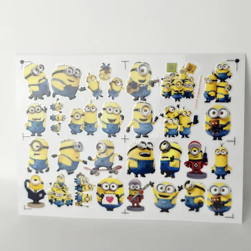 New Minions Despicable Me Kevin Bob Dave Cartoon Kawaii Hollow Three-dimensional Waterproof Sticker Creative UV Transfer Sticker - view 2