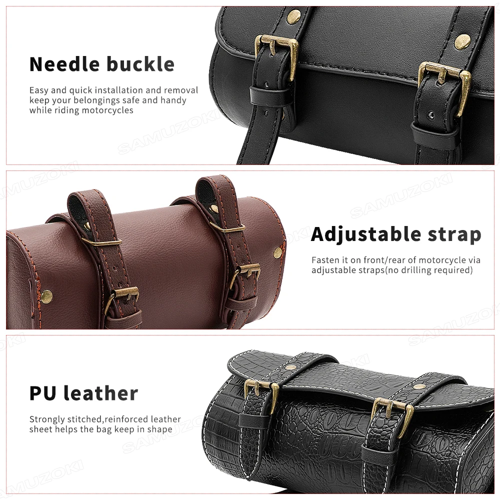 Motorcycle Tool Bag Universal Fork Bag Saddlebags Handlebar Bag Sissy Bar Storage Bag for Honda Kawasaki Suzuki Yamaha Sportster