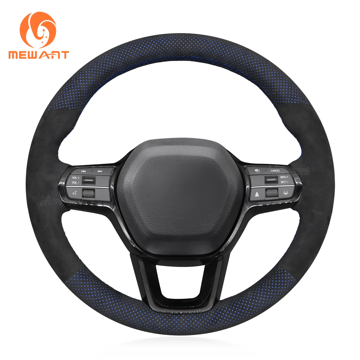 MEWANT Black Alcantara Car Steering Wheel Cover for Honda Civic 11 HRV 2022 -2024  Accord 2023-2024