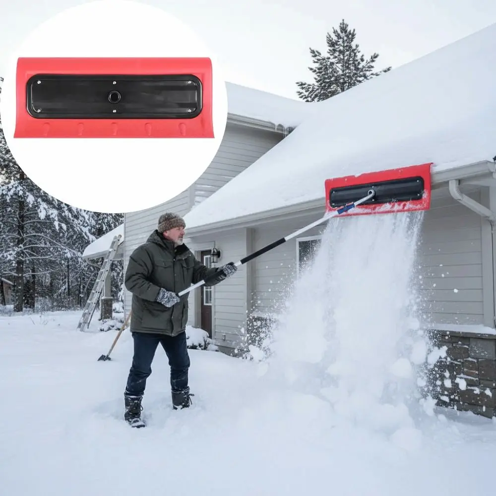 Foam Snow Broom Light Snow Brush Foam Head Designed For Roofs Roof Snow Rake High-Altitude Snow Removal Tool Gutters view 4