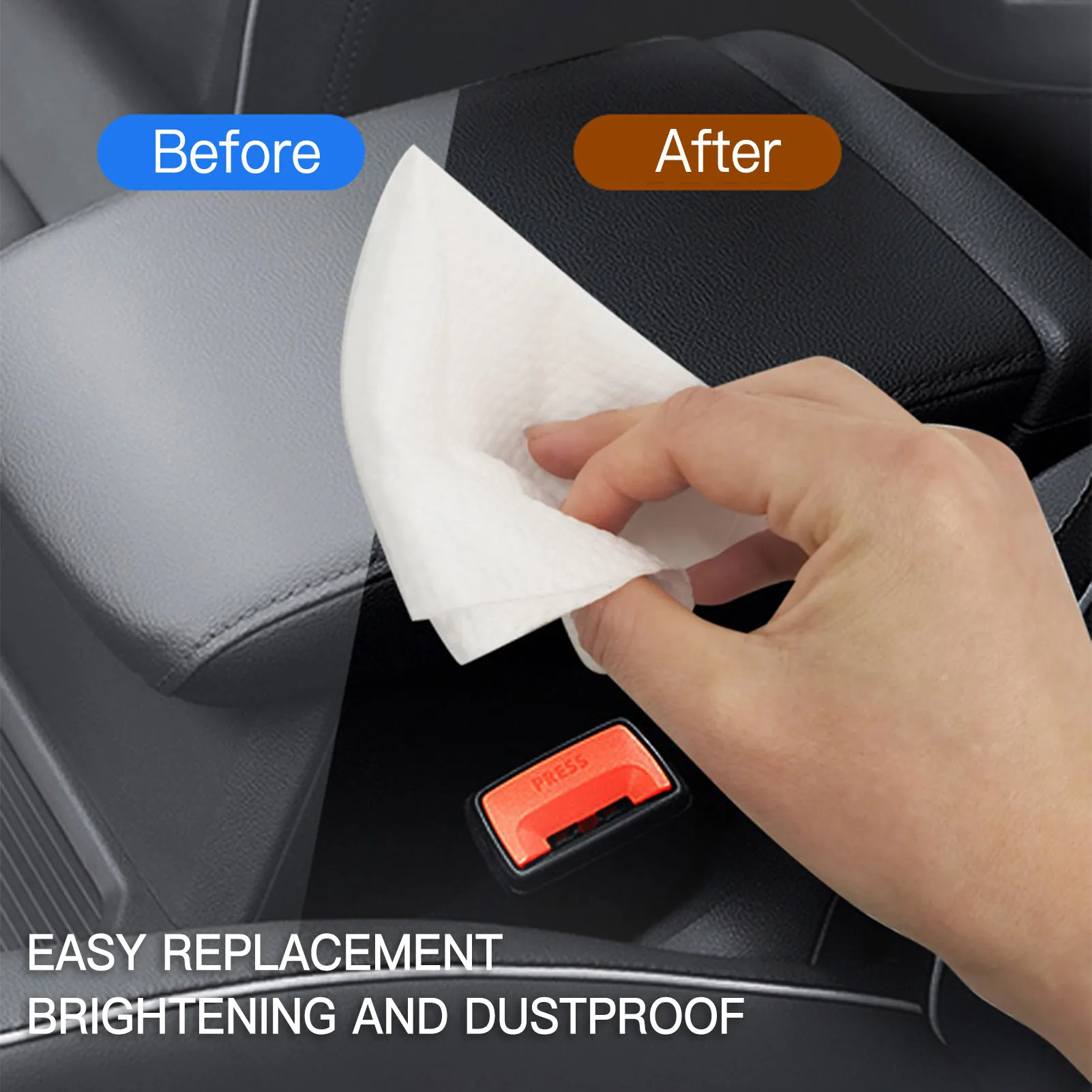 80pcs/bag Car Interior Cleaning Wipes Multi-function Car Dashboard Seat Leather Nursing Brightening Wipes Car Wash Care - view 2