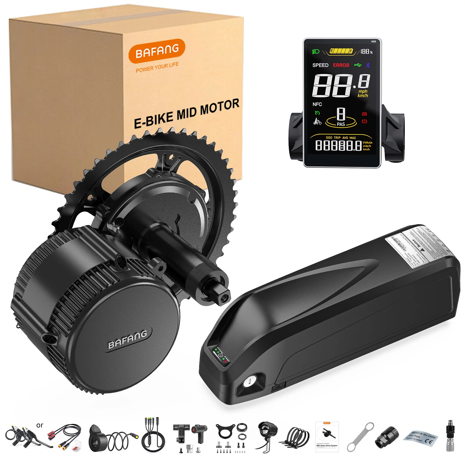 Bafang 750W Mid Drive Motor Electric Bicycle Conversion Kit BBS02B BBS02 Ebike Engine 48V 20Ah 17.5Ah Hailong Battery 4A Charger