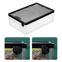 Breathable Reptile Feeding Box Anti Escape Plastic Lizard Habitat Terrarium Transparent Metal Spider Breeding Box Snake