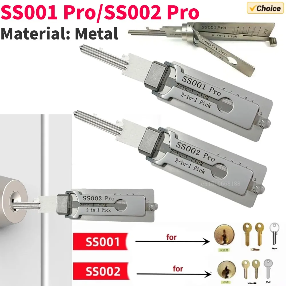 2 in 1 Stainless Steel Key Decoder Precision Hook And Pickup Hand Tool O-ring Pickup Kit Lock Decoder