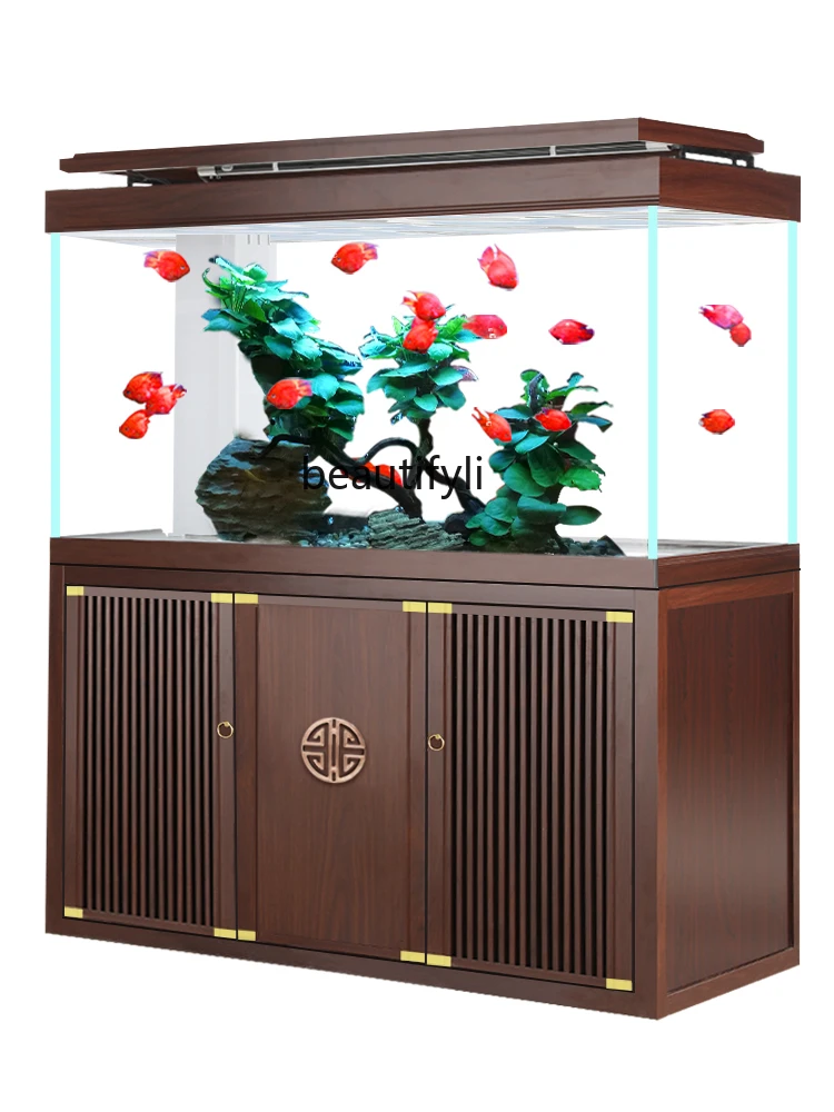 

New Chinese fish tank ultra-white glass office floor-to-ceiling bottom filter water-free aquarium