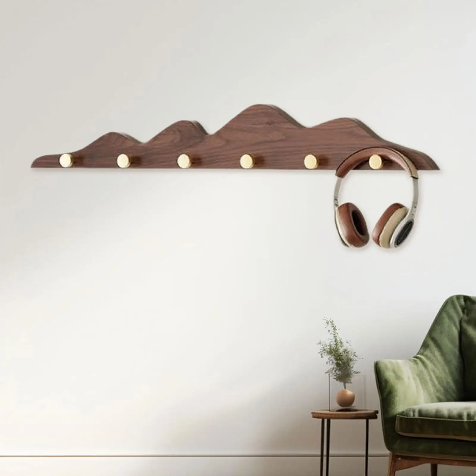 Decorative Wall Mounted Coat Rack Wood Hanger with Brass Hooks Wall Holder for Bathroom Door Entryway Clothes