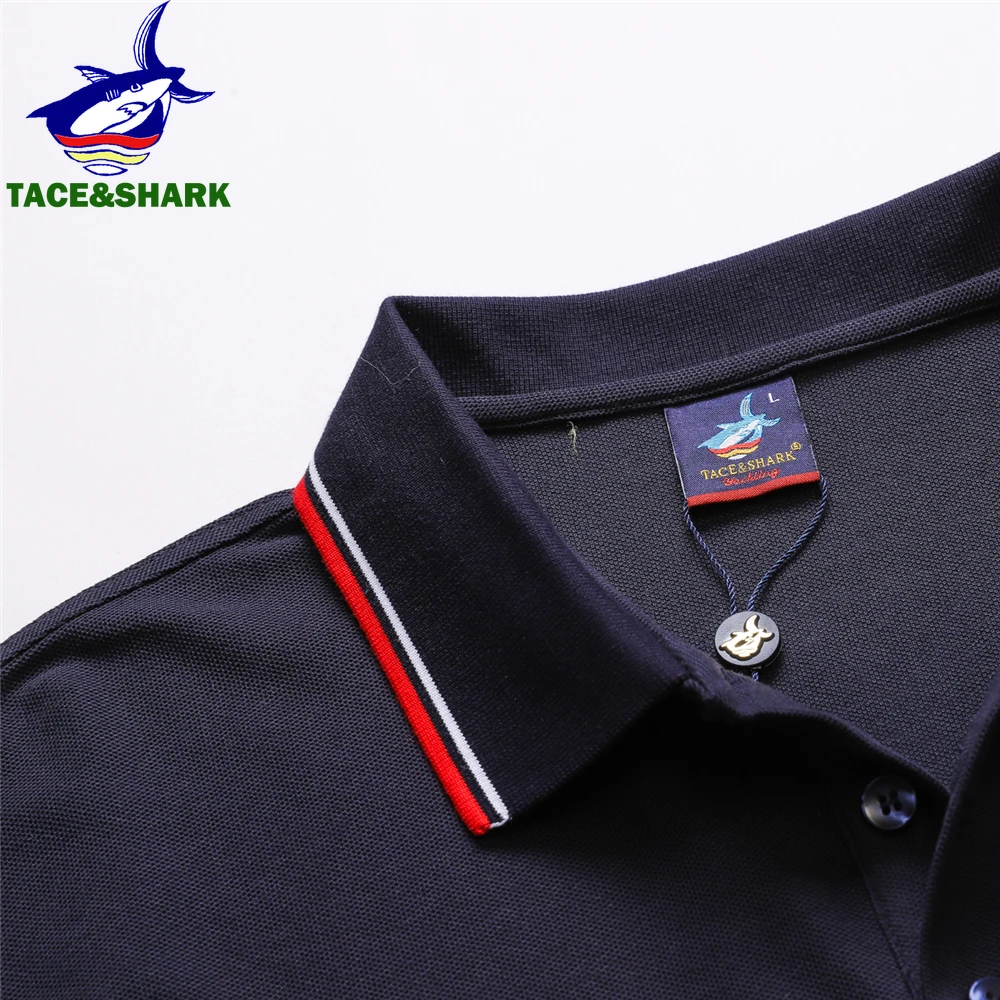 TACE&SHARK Solid Color Fashion Polo Shirt 2024 Summer Brand Shark Camisa Masculina Mens Polo Homme