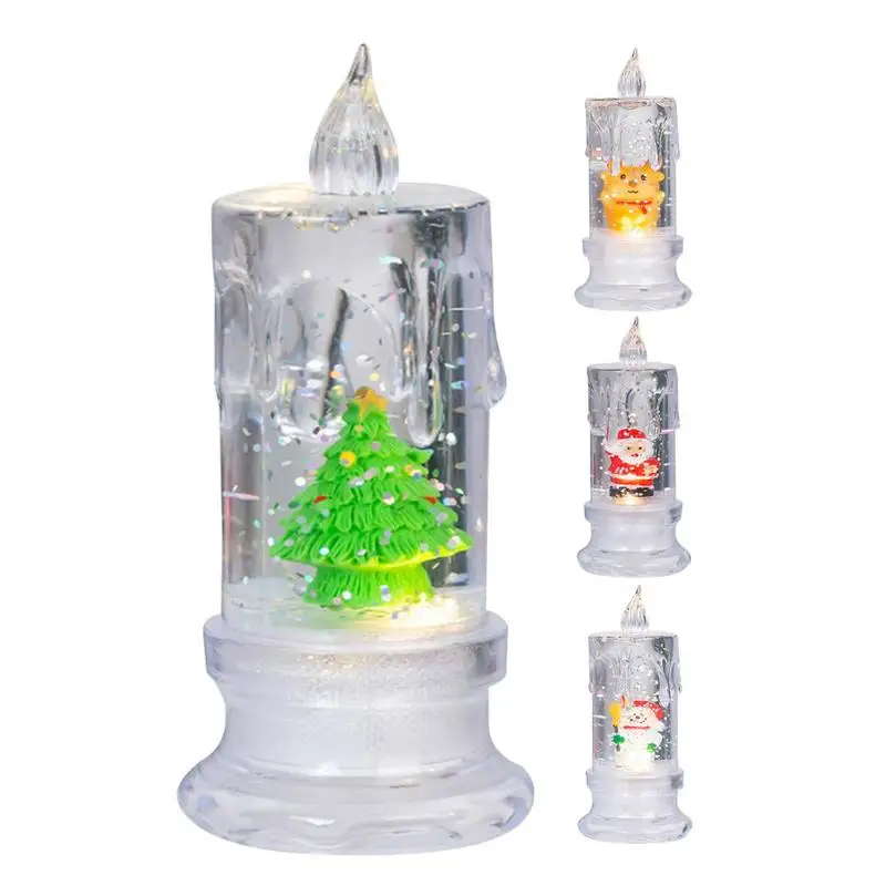 Christmas Electric Candles Flameless Candles Taper Candles Floating Candles Night Water Flow Candles Light LED Snow Globe Decor