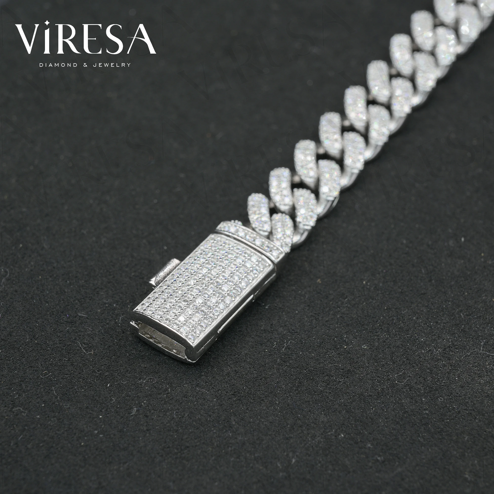 Diamond Bracelet .Lab Iced Out Cuban Link S925 Silver Rhodium Plated Custom Order Wholesale