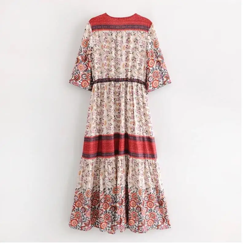 パッチワーク サマー ロング ドクターシングルボタン カーディガン ヴィンテージ ドクター風 トレンド ビッグスイング オルト スヴェ フローラル ストリート スレ エ...