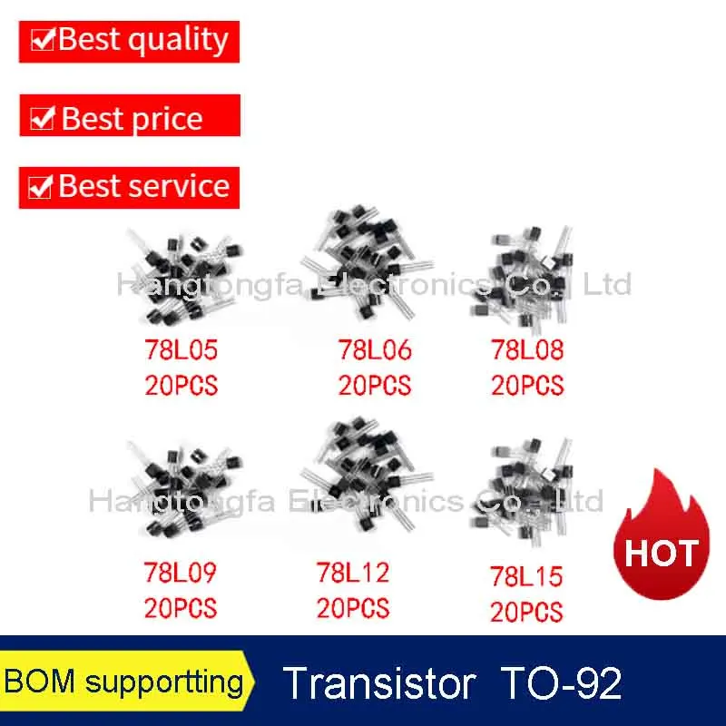 78L05 78L06 78L08 78L09 78L12 78L15 Transistor sample package Assorted Kit 20pcs*6values=120pcs  TO-92 DIP