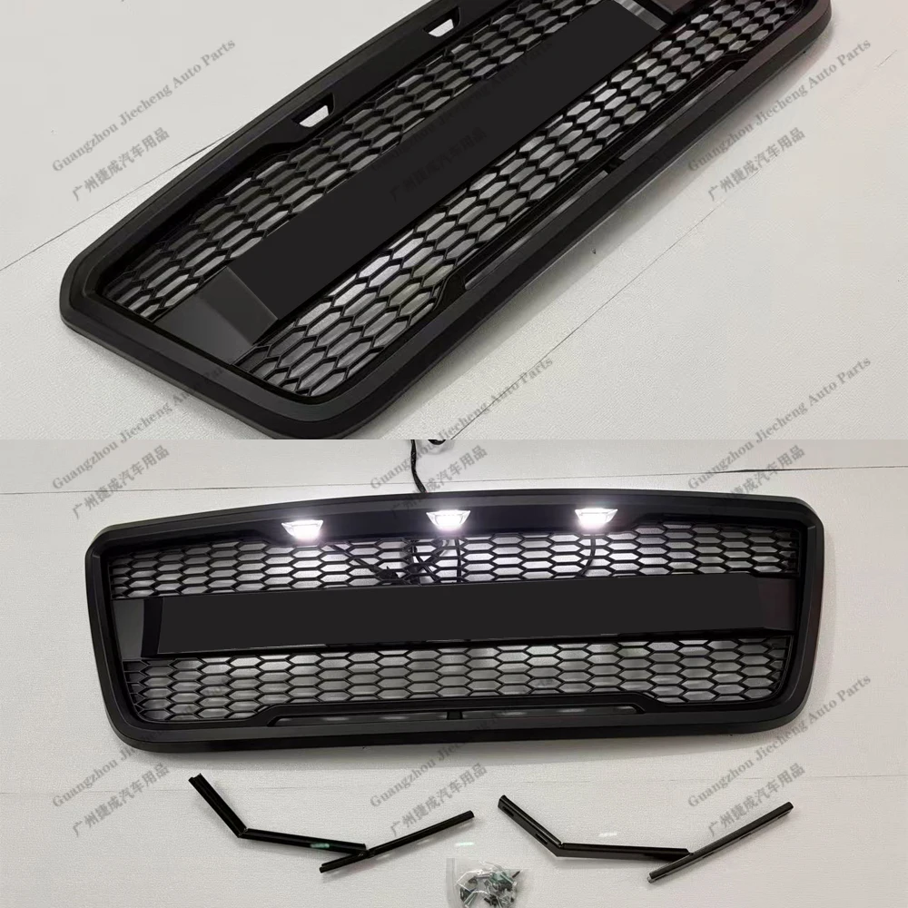 ABS Black Radiator Racing Grills For Ford F150 F-150 2004-2008 Middle Grille Bumper Mask LED Front Grill With Letters Auto Parts
