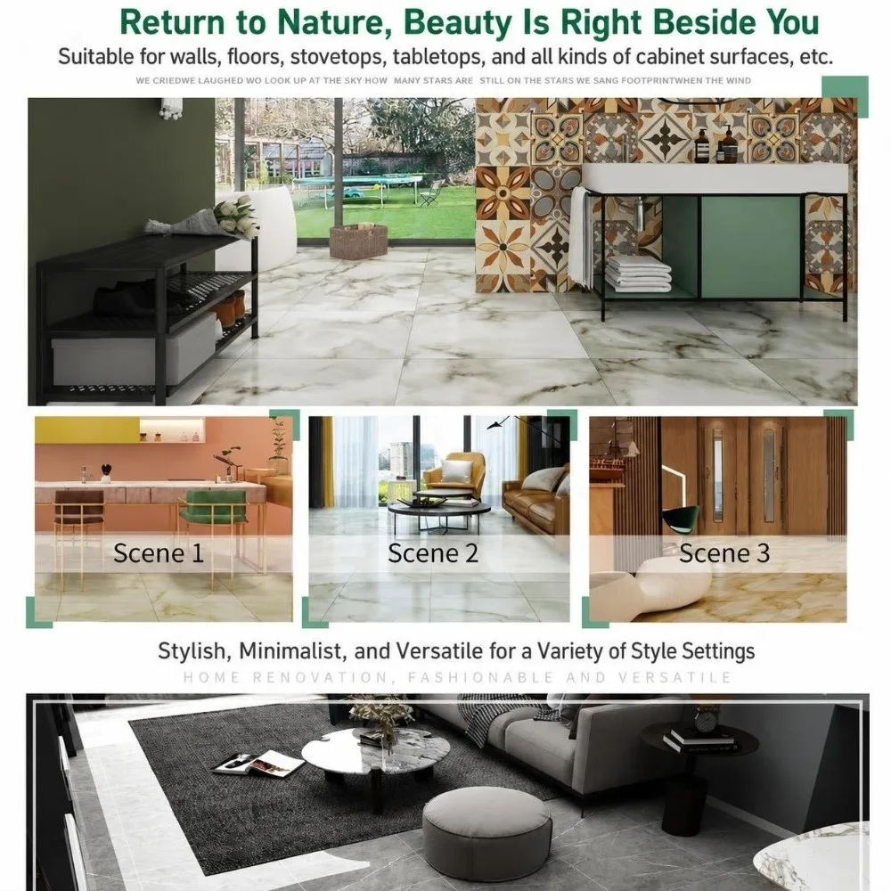 Refurbishment Self Adhesive Floor Tile 30X30CM Marble Texture Floor Wall Sticker Water Proof PVC Vinyl Floor Tile Kitchen Use