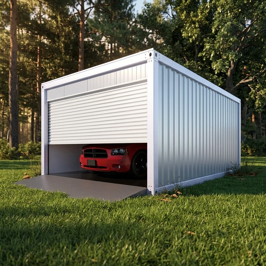 FOODLINE Container Garage Anti‑UV Prefab Container Garage For Long Time Outdoor Car Protection Residential Use