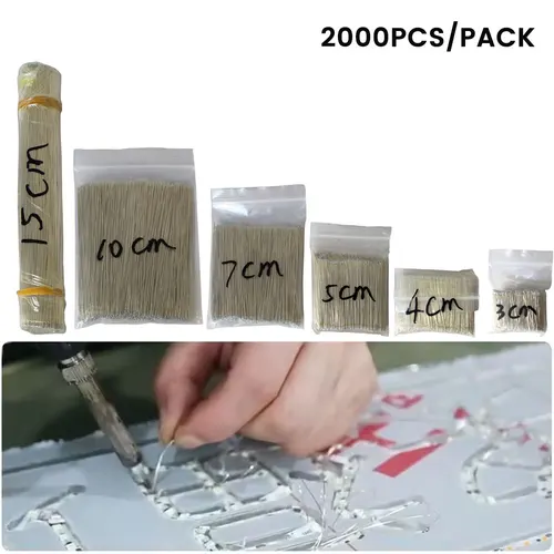 2000 Uds alambre esmaltado luz de neón LED alambre de soldadura 3/4/5/7/10/15cm conector medio de Color plateado para soldadura de lámpara de neón de 12V 24V