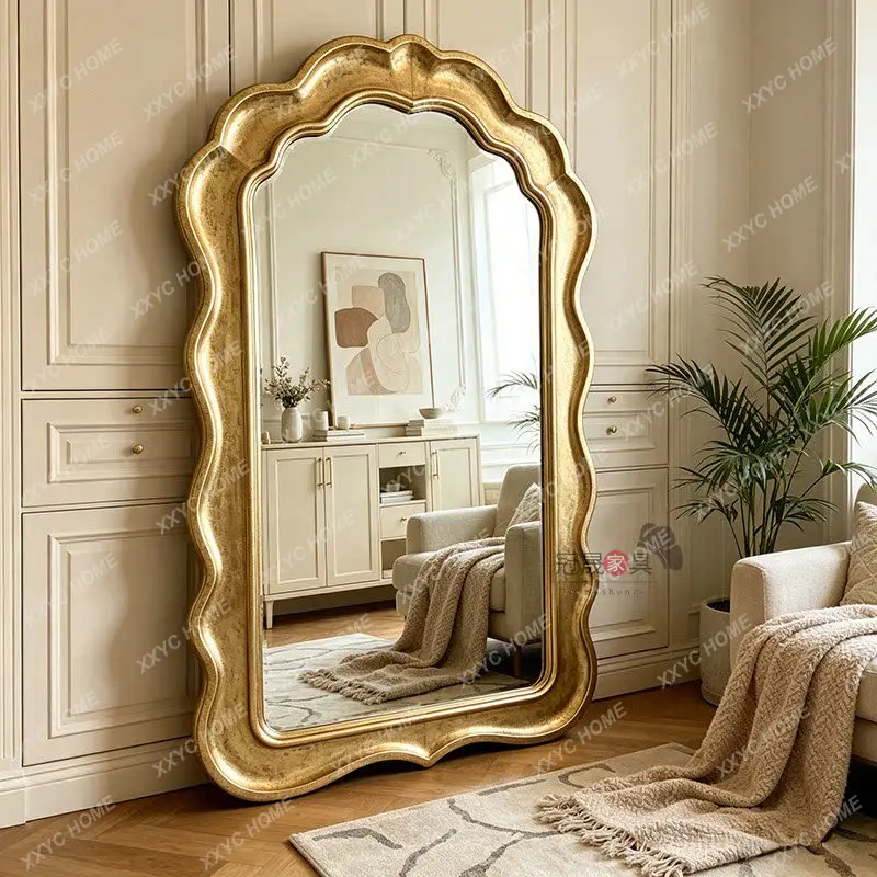 

retro special-shaped full-length mirror, antique wall-mounted living room, high-end full-length mirror in bedroom
