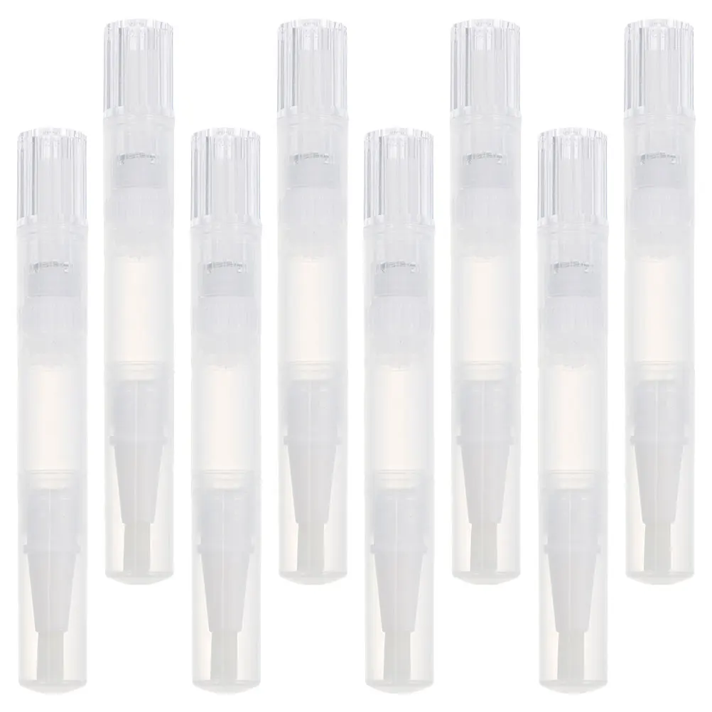 หลอดน้ำยาทาเล็บแบบเติมได้ 8 ชิ้น แบบใส พร้อมหัวแปรงพกพา สำหรับทำเล็บและทาลิปกลอส