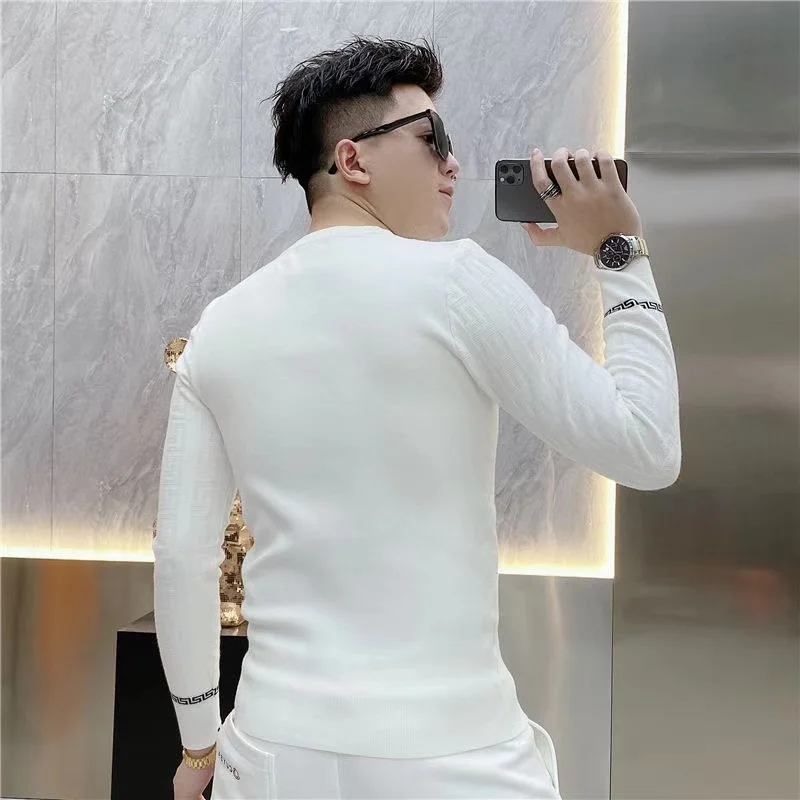 New Men\'s Crew Neck Sweatshirts Solid Color Large Sweatwear Spring Outdoor Jogging Tops Pullover Sweater for Men