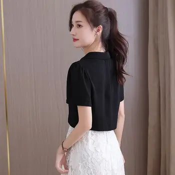 女士短袖網紗紐扣修身簡約純色復古新款中國風時尚透氣防曬速乾西裝外套 10 最佳銷售 短版西裝外套 - №7