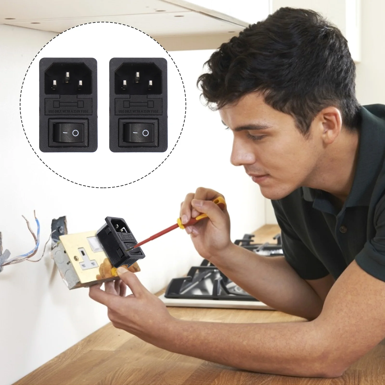 

2pcs Power Socket 3 Pin Plug Sockets For Vehicle Power Supply Lighting Equipment Inlet Module Connectors Replacement Male Socket