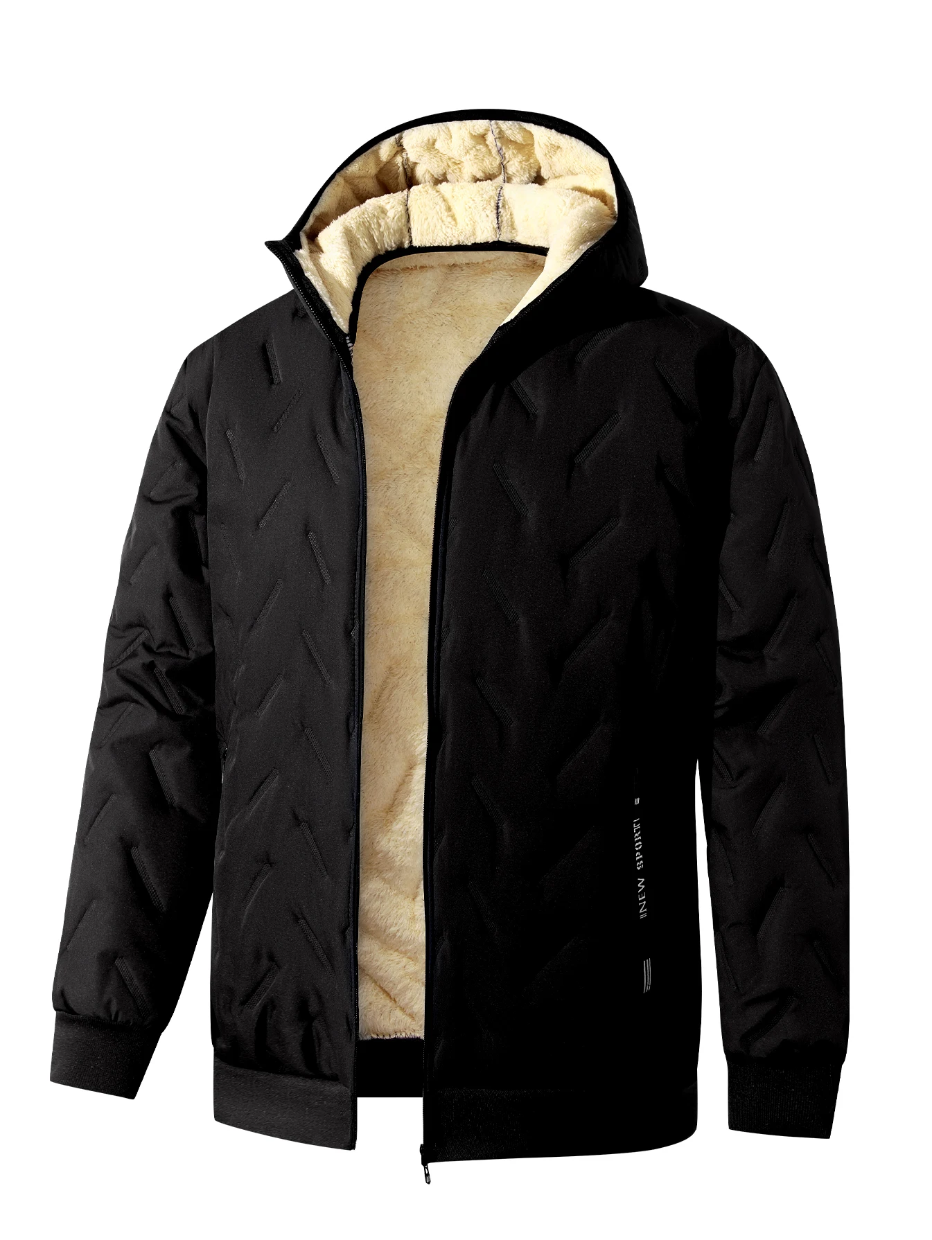Winter Herren Fleece Baumwolljacke mit Kapuze Herren Windbreaker mit Kapuze Baumwolljacke Winterbekleidung Herren Winterjacke Arbeitskleidung – Detail 8