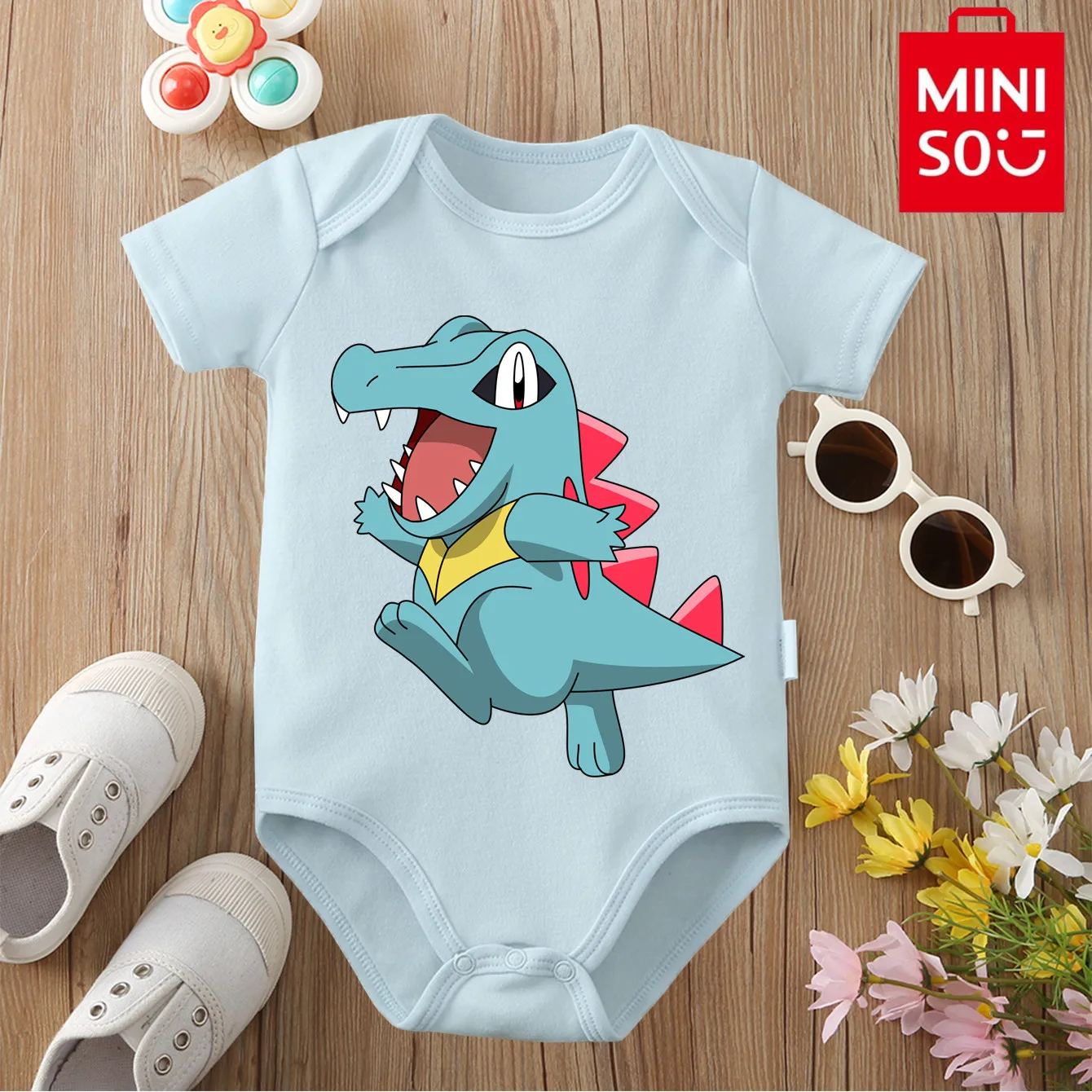 

MINISO Pokémon Makuhita, удобный комбинезон из чистого хлопка с милым принтом для малышей, комбинезон-комбинезон для новорожденных от 0 до 12 месяцев