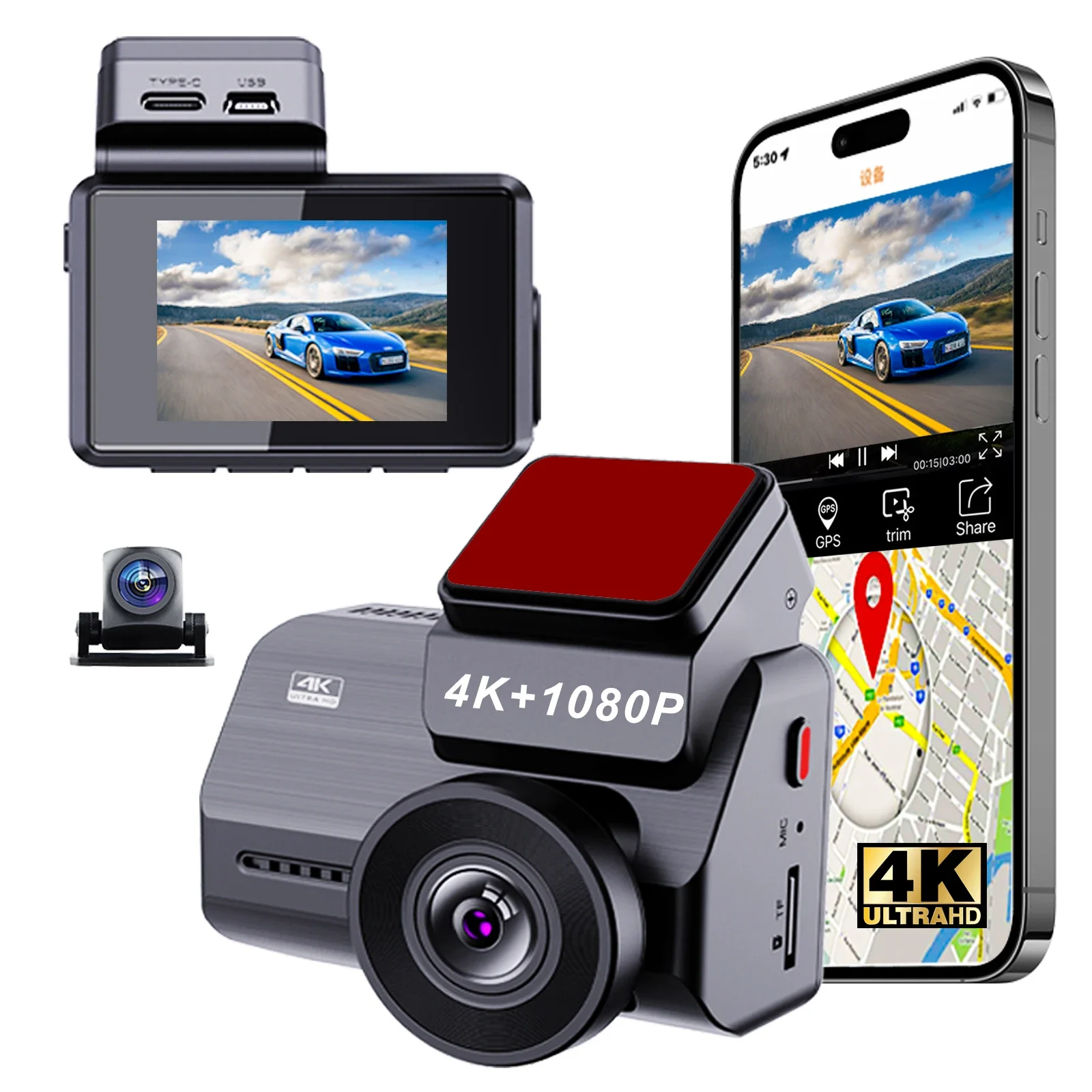

Manufacturer Mini Wifi Gps 4k Dash Camera Dual Lens Front and Rear Double Camera Wifi Gps 4k Dashcam Dual Lens 4k Dash Cam
