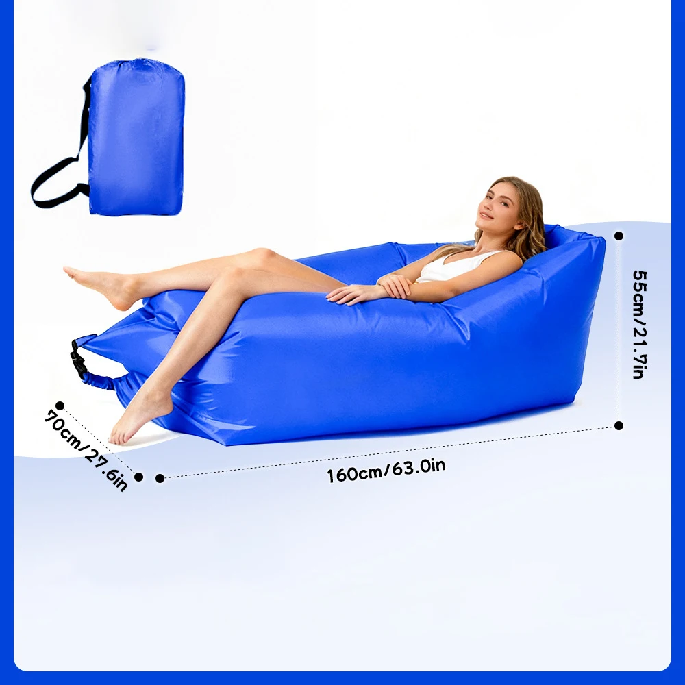 Veelkleurige enkele luie opblaasbare bank Draagbare buitenstrand Luchtslaapbank Opvouwbare campingslaapzak voor comfortabele rust