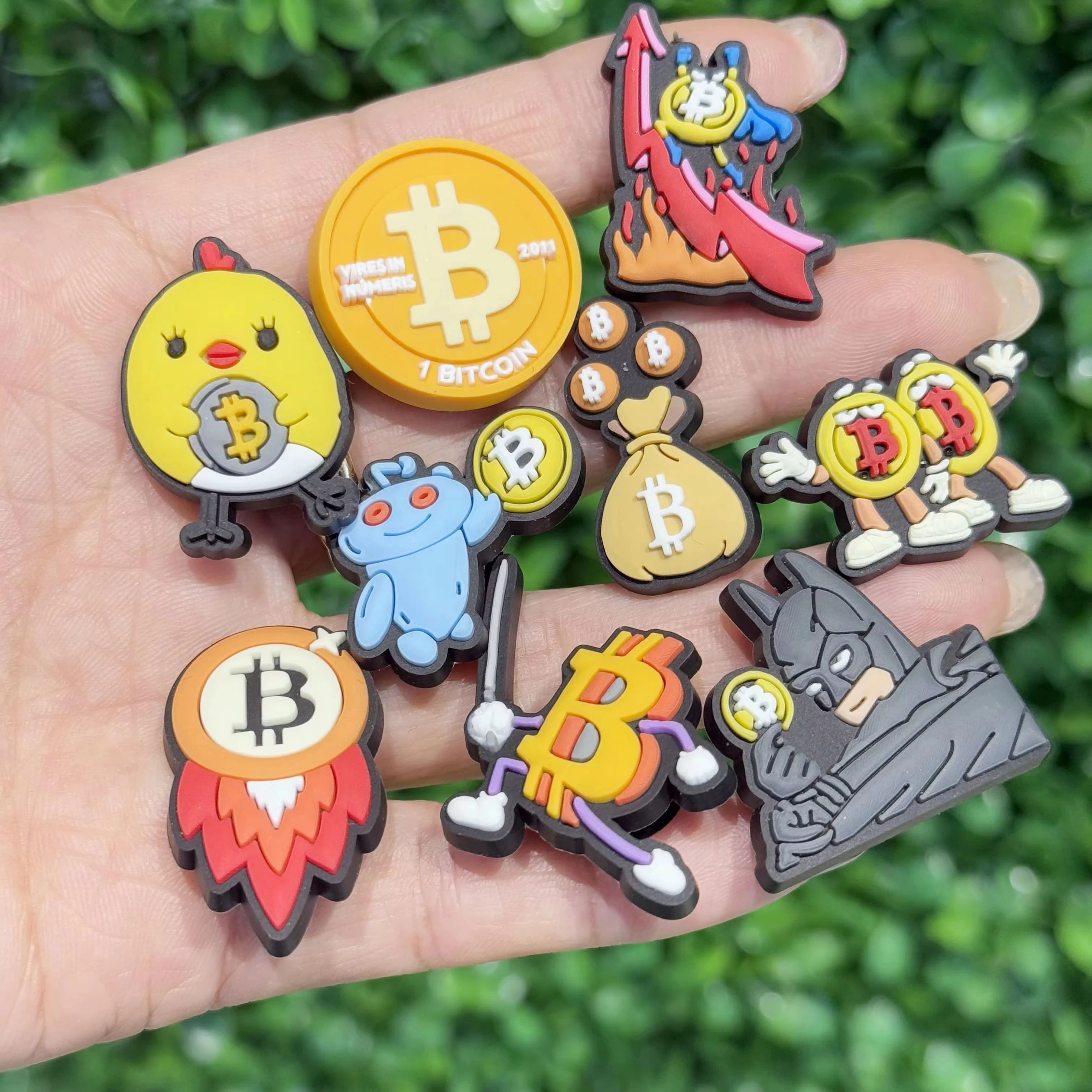 16–100 Stück Geld-Schuhanhänger im Bitcoin-Designer-Stil zum Selbermachen für modische, personalisierte Schuhzubehör im Crocs-Stil, Weihnachtsgeschenke – Detail 3
