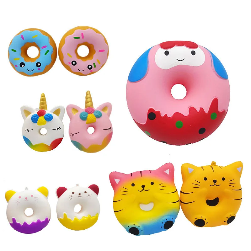 1Pcs Cute Unicorn Cat Donut Soft Fun Toy Slow Rising Squeeze Toy Cake Bread Funny Decompression Toys Kids Xmas Birthday Gift