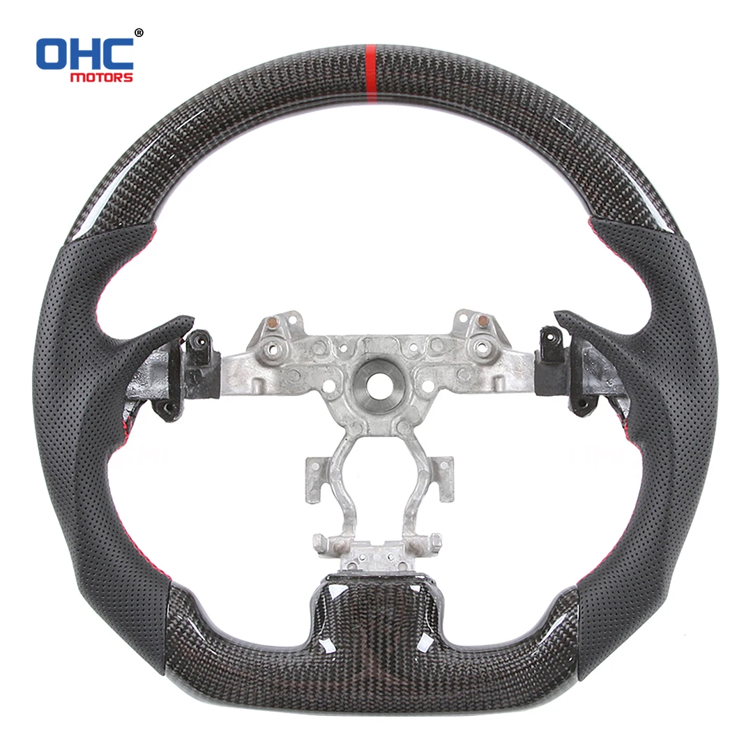OHC لإنفينيتي G37 G37X 2007-2013 نموذج ألياف الكربون الحقيقية مخصص عجلة القيادة الكانتارا لا وسادة هوائية