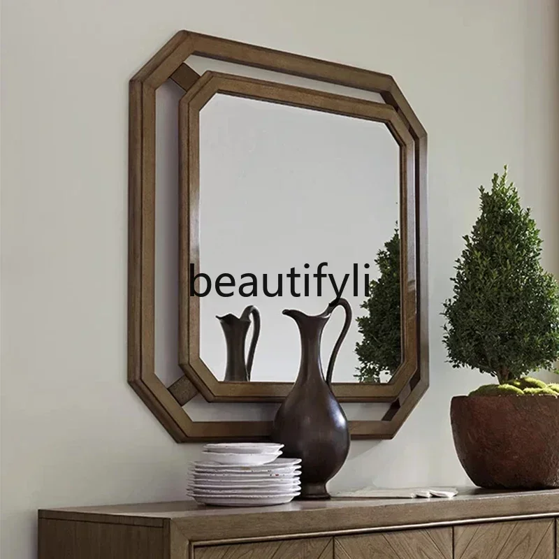 SS ss7486 European retro square bathroom mirror toilet hanging mirror background wall entrance art mirror
