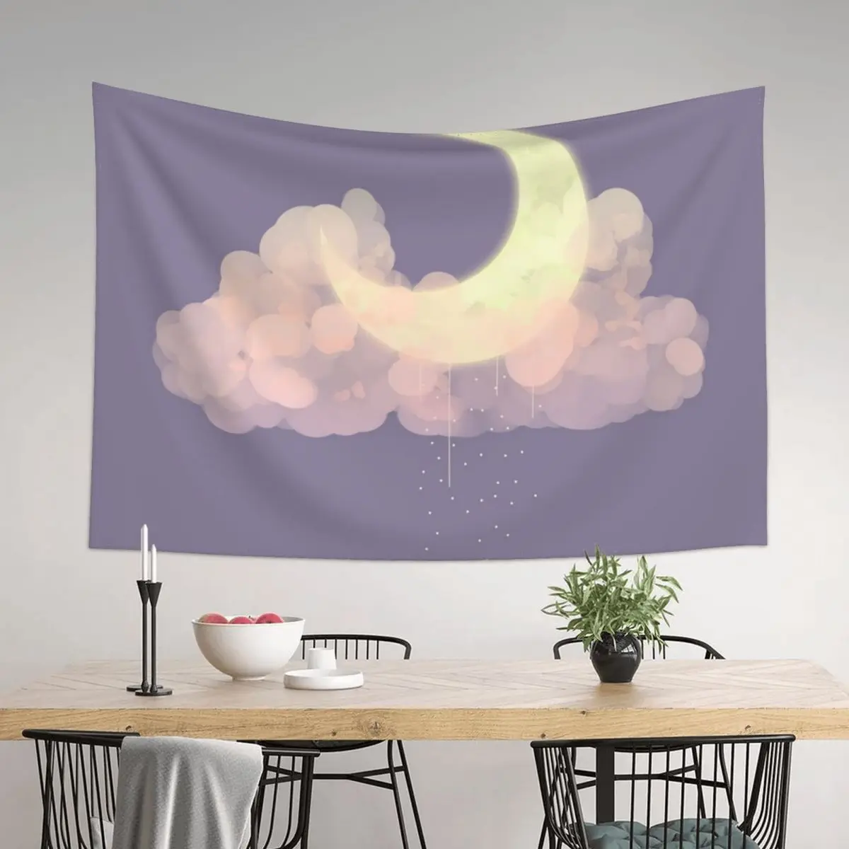 

Cloudy Moon Tapestry Bedroom Deco Outdoor Decoration Room Aesthetic Decor Tapestry