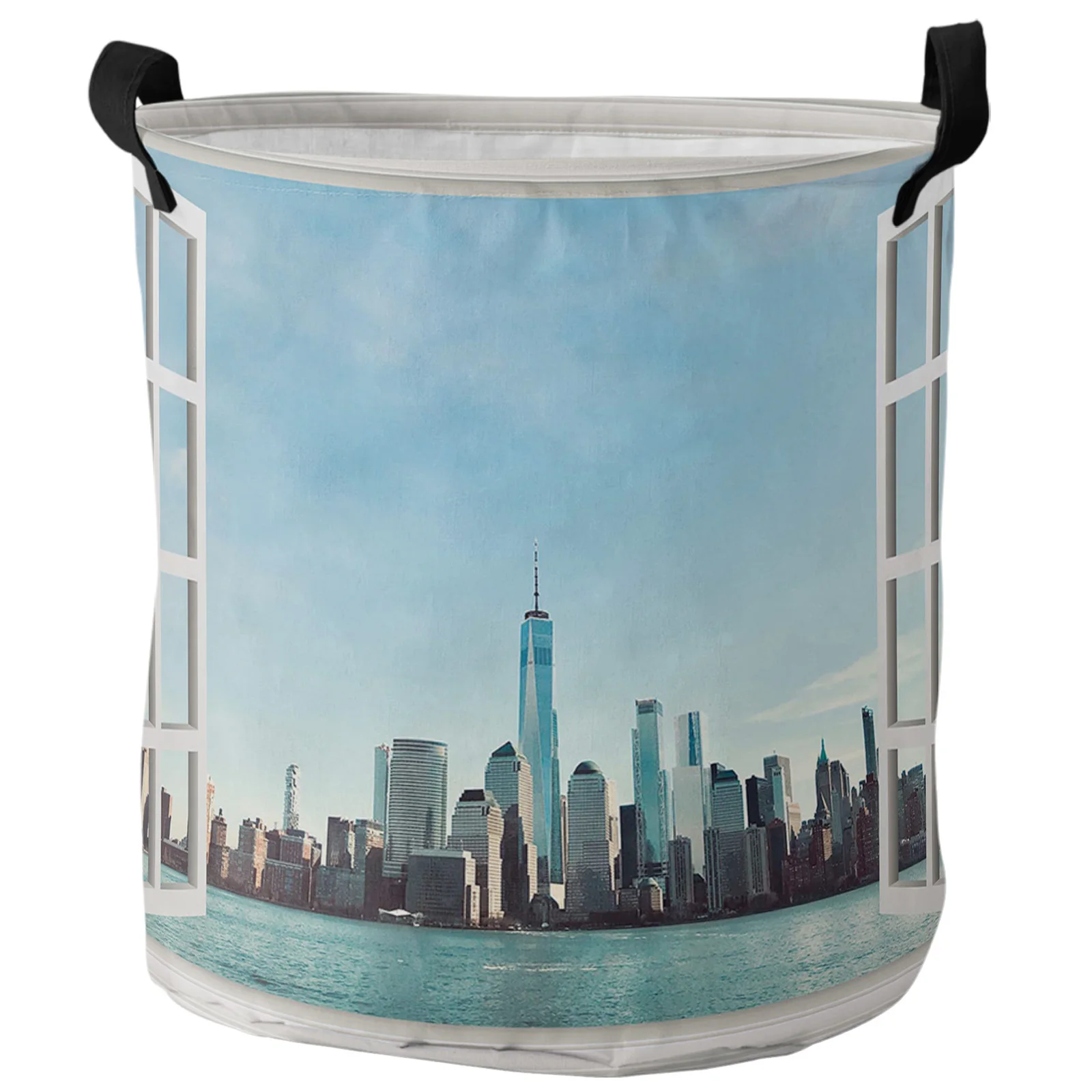 The View From The Window New York City Skyline Dirty Laundry Basket Home Organizer Basket Clothing Kids Toy Storage Basket