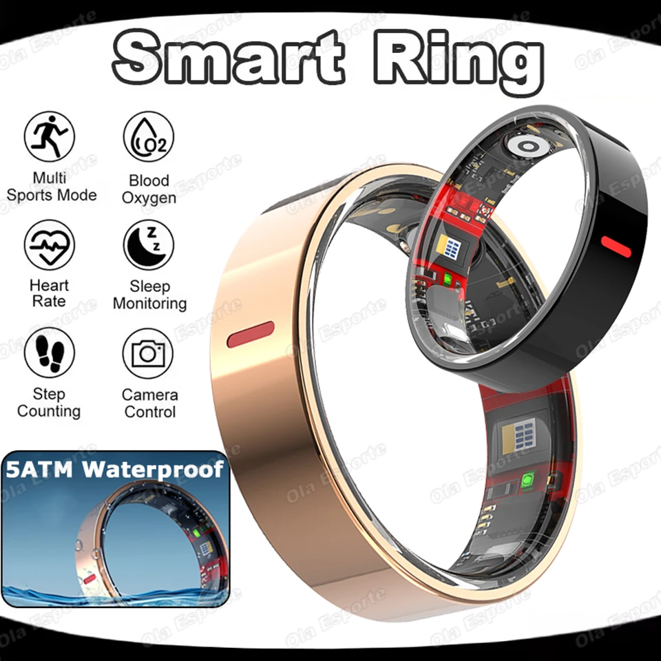 

Smart Ring 2026 Women Men Heart Rate Blood Oxygen/Pressure Sleep/HRV Monitor Remote Control Waterproof Sports Health Smartring
