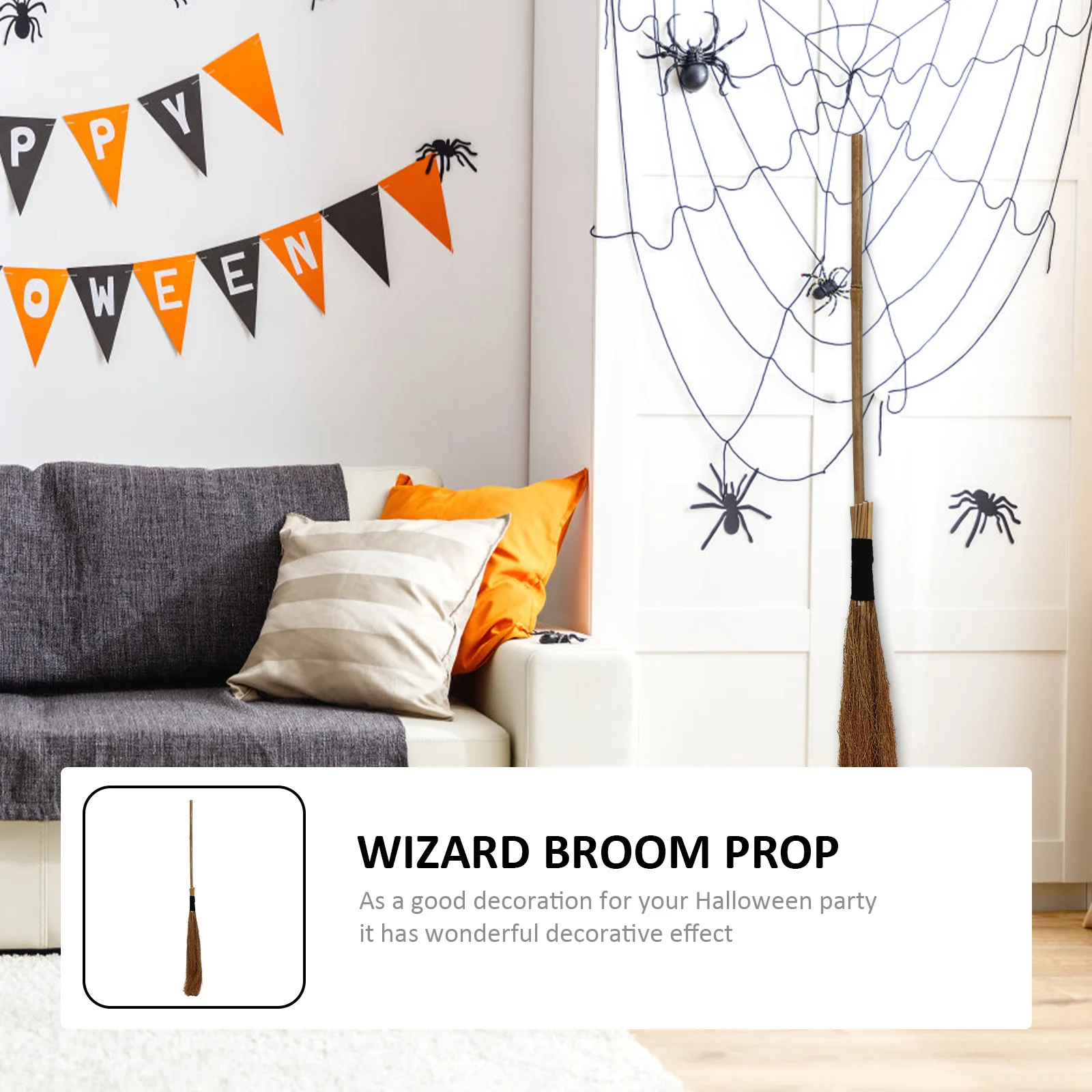 

Halloween Festival Decor Witch Broom Prop 2024 Flying Broomstick Wizard Themed Ornament for Party Haunted Accessories