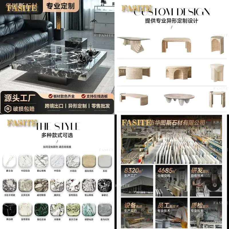 For Imported Natural Marble Coffee Table Square Round Side Tea Dining Table Light Luxury Stone Furniture Custom Villa Living