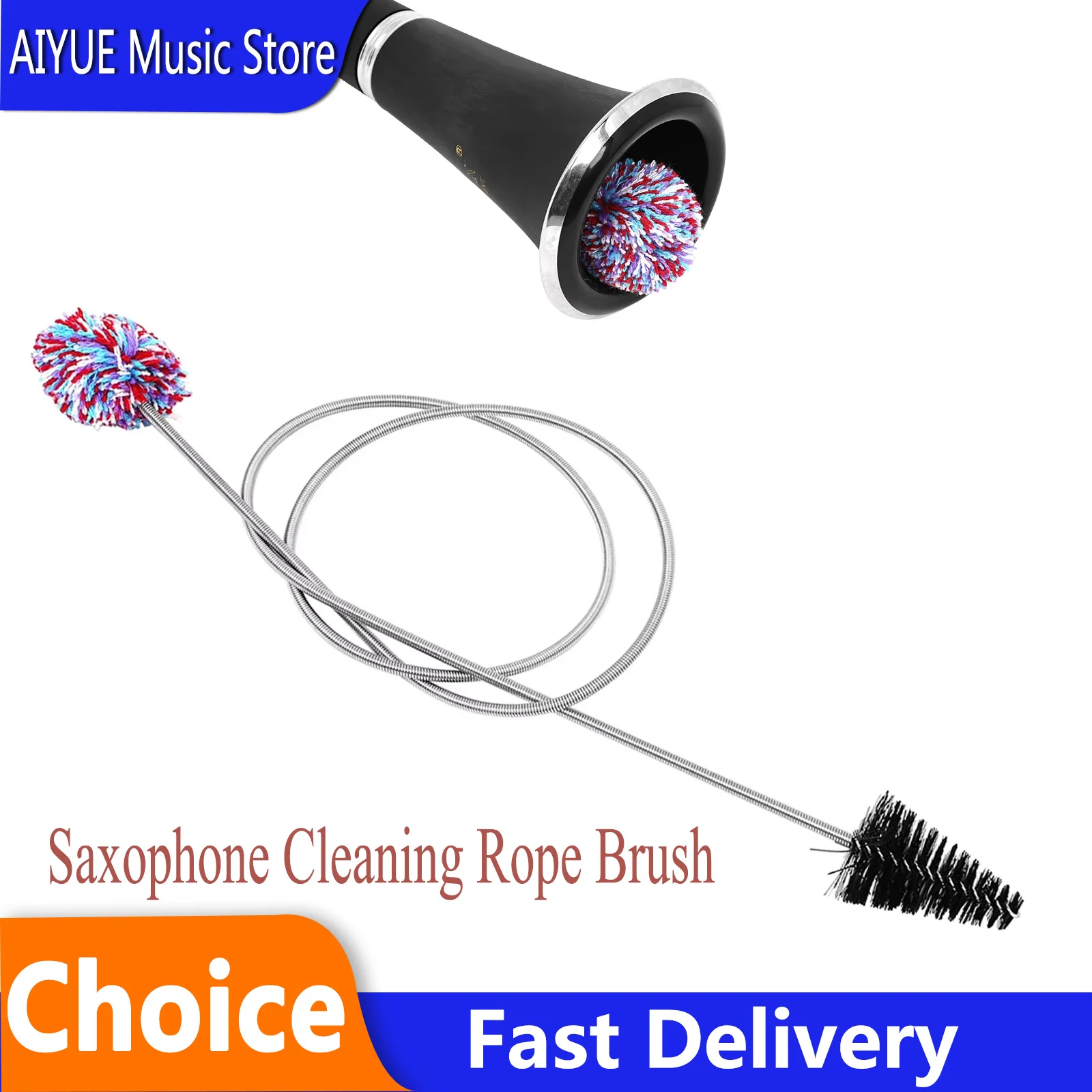 SLADE Saxophone Cleaning Rope Brush Stainless Steel Dual Nylon Brush+Cotton Thread Brush Saxophone Band Universal Cleaning Tools