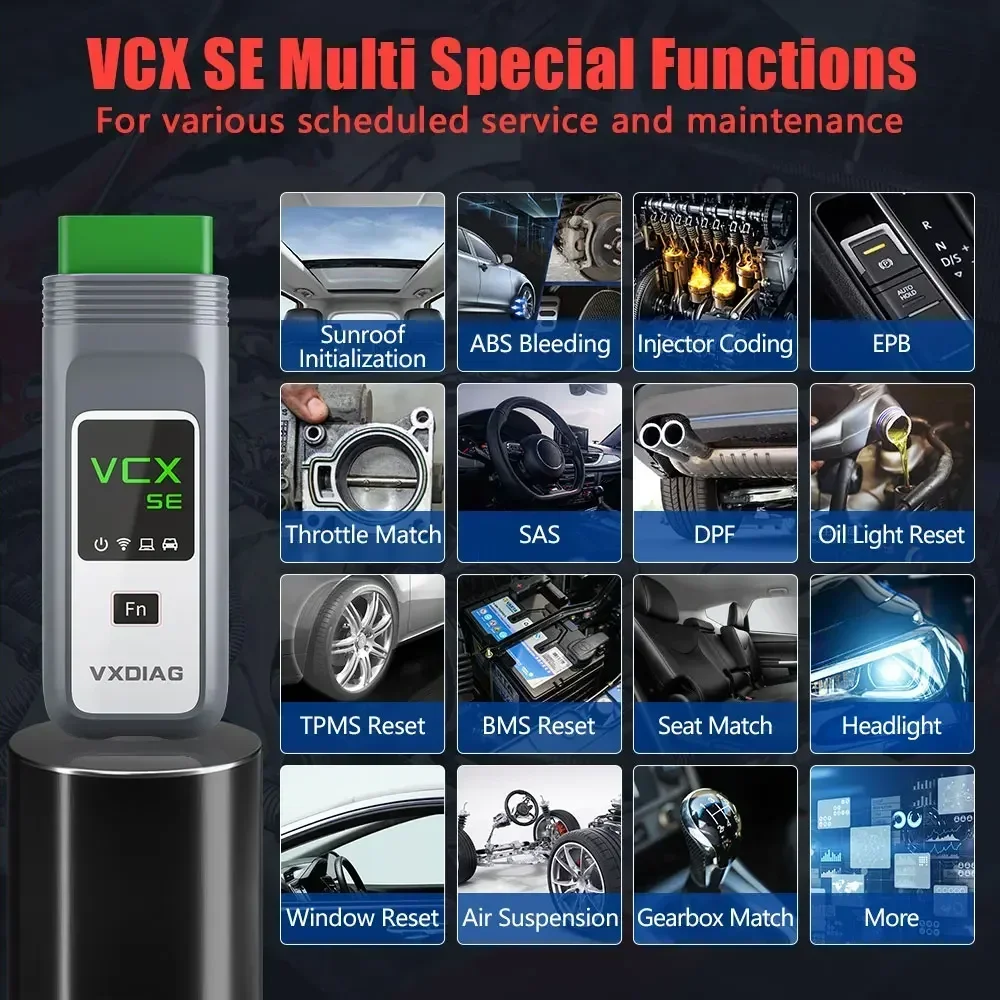 VXDIAG VCX SE 5 in 1 OBD2 Car DoIP Diagnostic Scanner OEM J2534 Programming for Benz BMW VW JLR Porsche 3 Coding Free License A+