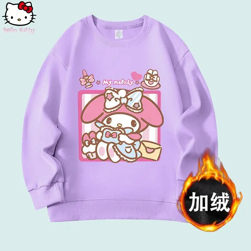 

Детская толстовка с капюшоном в стиле аниме Kawaii My Melody Sanrio, модные повседневные детские милые топы с длинными рукавами с героями мультфильмов, одежда для девочек, подарок