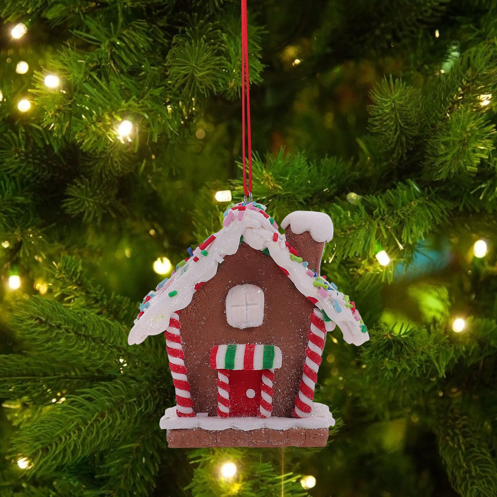 

3Pcs Christmas Tree Hanging Ornaments Gingerbread House Village Cute Candy House Design for Xmas Holiday Home Decor Festive