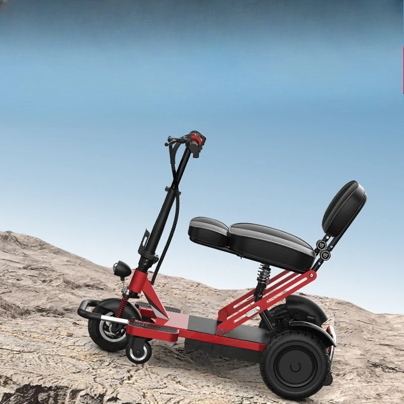 

Elderly scooter Electric three-wheeled disabled double moped Fully automatic foldable wheelchair