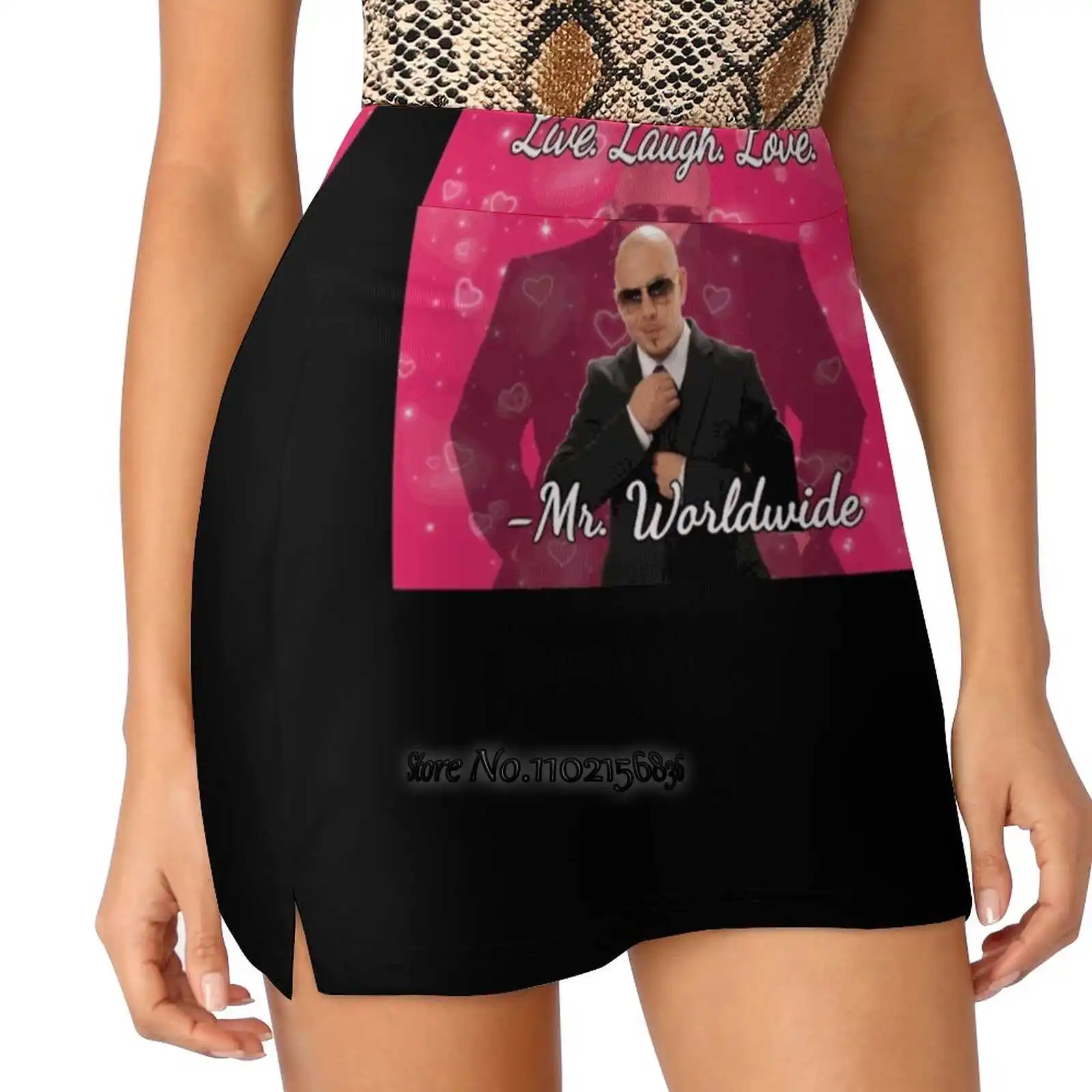 Mr. Worldwide Says To Live Laugh Love Women Tennis Skirts Golf Badminton Pantskirt Sports Phone Pocket Skort Mr Worldwide