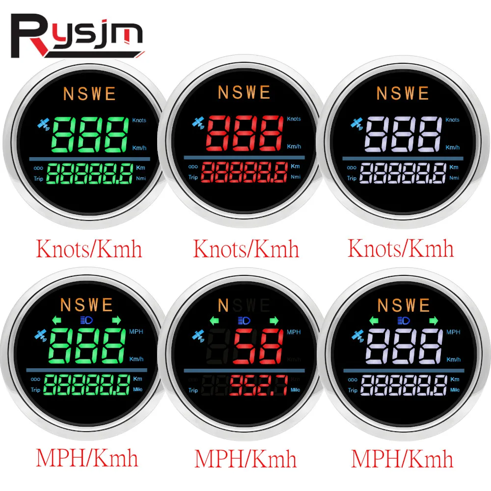 NEW 85mm Boat Car GPS Speedometer With GPS Antenna Waterproof Odometer Speed Meter Knots KMH Trip Compass Satellite Signal 9-32V